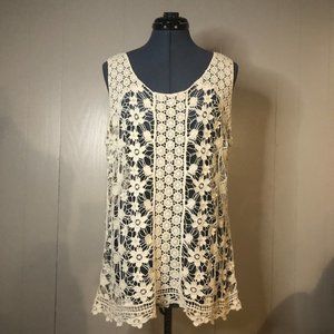 ADIVA, knitted cover top, lacy, 1XL off-white